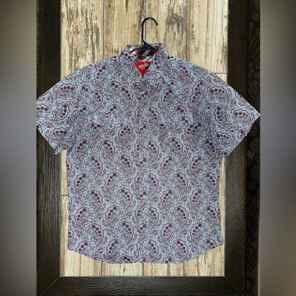 Rodeo Clothing co, men’s pearl snap buttons, Sz L western button down shirt
